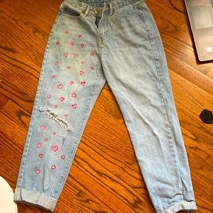 Boyfriend jeans with hearts
